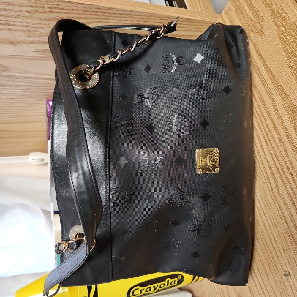 27 Authentic MCM canvas leather tote